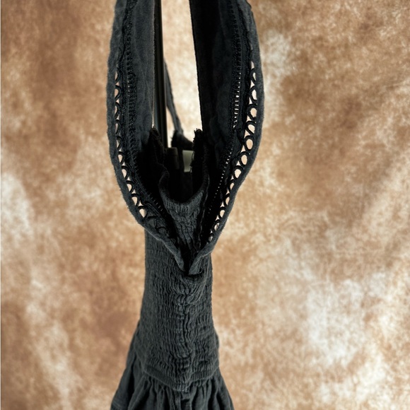 Princess Polly Black Smocked Peplum Crop Top Eyelet Strap Boho Size 4 - Picture 6 of 7